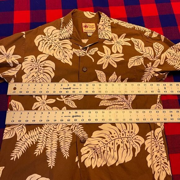 Paradise On A Hanger Brown Floral Hawaiian VTG  Button Up Shirt Size Large - Picture 4 of 6